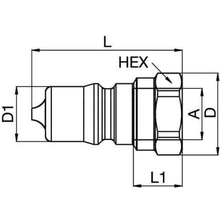 Quick release coupling male 1 inch Tema T series - 100201TE