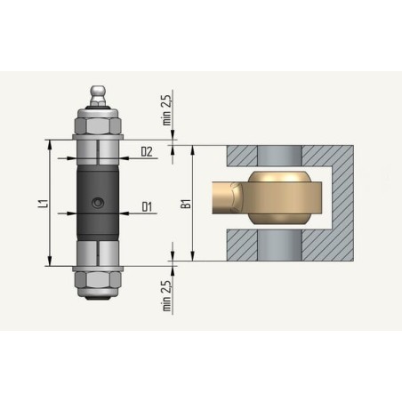 Extenderbolt diameter 30x80mm Sleeve diameter 30mm Through hole - 1000233EXB