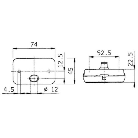 Marker light rectangular, 12/24V, white, bolt on, 74x22.5x45mm, Jokon - 111001001