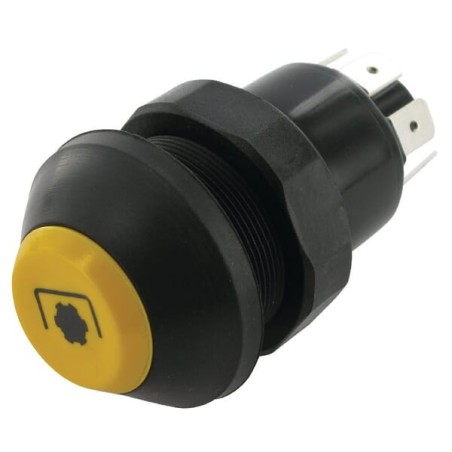 Push switch, PTO, round, yellow - 11175390PN