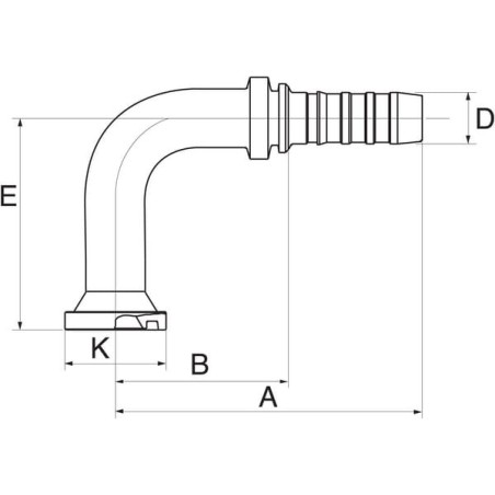 Insert DN16-38.1 flange 90 stopni - 10GS12FL90100