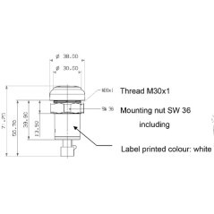 Push switch, PTO, round, red - 11802001PN