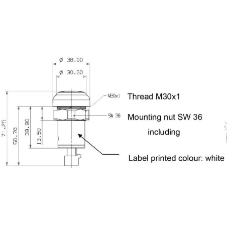 Push switch, PTO, round, red - 11802001PN