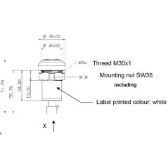 Push switch, PTO, round, red - 11801006PN