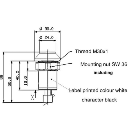 Push switch, PTO, round, yellow - 11912002PN