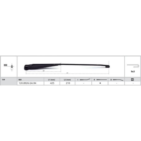 Wiper arm 425 mm - 1208926GAR4