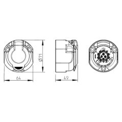 121140JAE ERICH JAEGER, 13-pin socket 