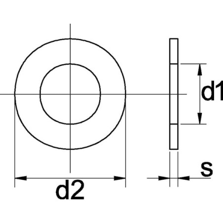 Podkładka M10x21x2 mm, stal szlachetna A2 DIN 125a Kramp - 125A10RVS