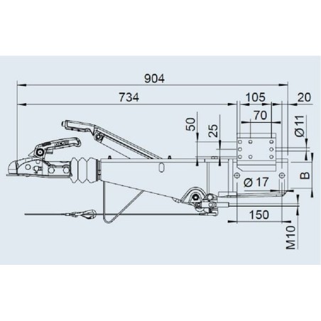 Tow hitch braked 100mm square 251S - 1251908