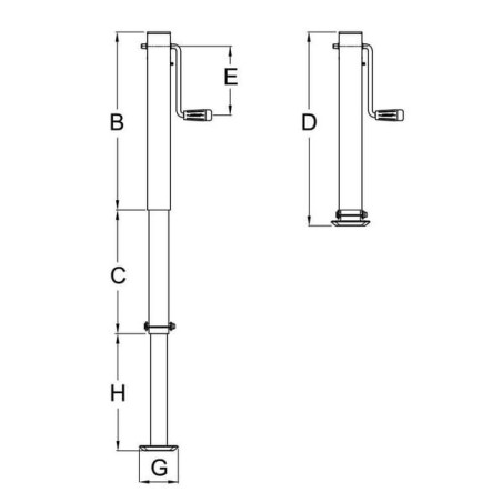 Stand jack lateral handle 70x617mm - 1280101140