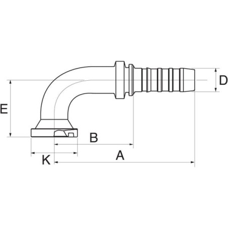 Insert DN20-44.5 flange 90 stopni - 12GS16FL90S