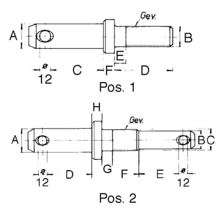 Stabiliser pin 1.1/8 inch M22 - 1380301020