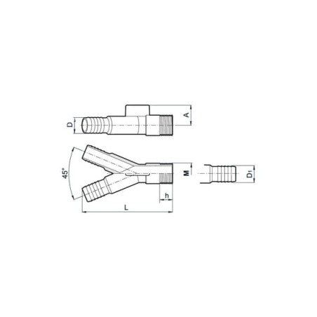 Y 45 stopniTulle 2x25mm / 1x25mm - 140002AKB