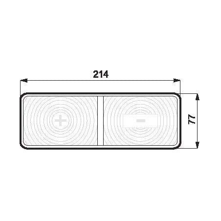 Rear light rectangular, 12/24V, amber/red, bolt on, 214x77mm, Promot - 1400680500