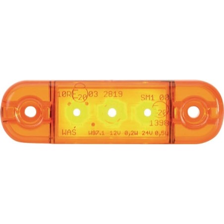 Lampa obrysowa LED, prostokątna, 12/24V pomarańczowa, przykręcana 3 LED Waś - 1400300708