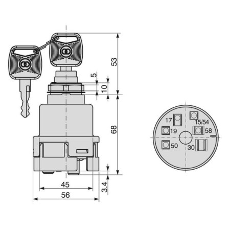 Ignition switch P-0-1-2-3, Cobo - 140322000011