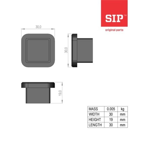 Plastic cap 30x30x3 - 150415900