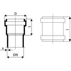 Złączka nasuwana PCW 160mm - 16153160000