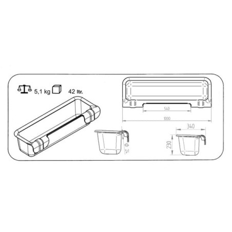 Einhängetrog 100cm 42l model 1024 - 1620102403