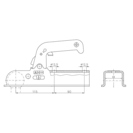 Ball coupling 1500kg square, 70mm - 1733857