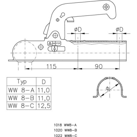 Ball coupler 800 kg 60 mm - 1860732