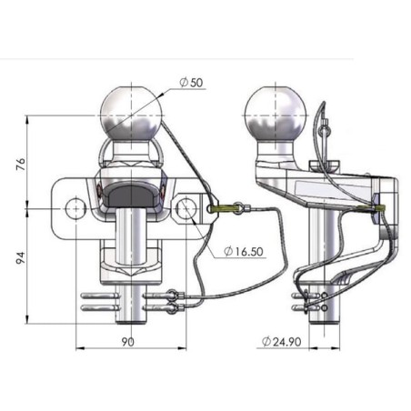 Hitch ball-head bolt 50 mm - 185002015