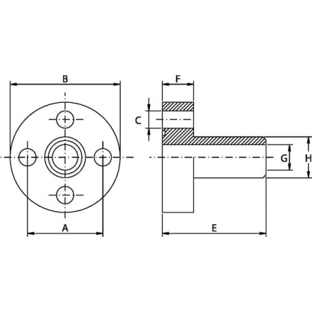 Pump flange straight - 1DPS12