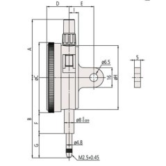 Dial Gauge, Flat Back, ISO Type - 2046AB