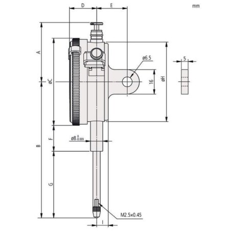 Dial Gauge, Flat Back, ISO Type 30mm - 2052AB19
