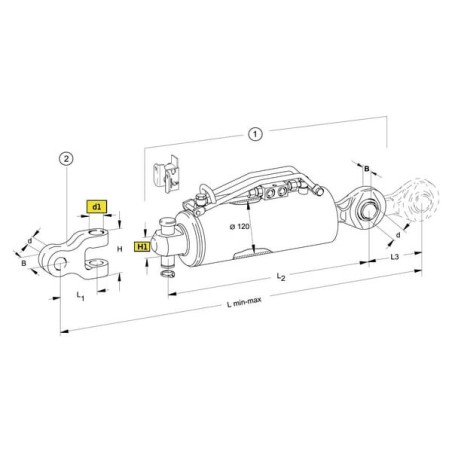 Hydraulic toplink cat.4/3, diameter 120 mm - 205130