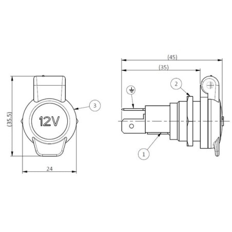 Steckdose 2-polig 12V - 25009820000A
