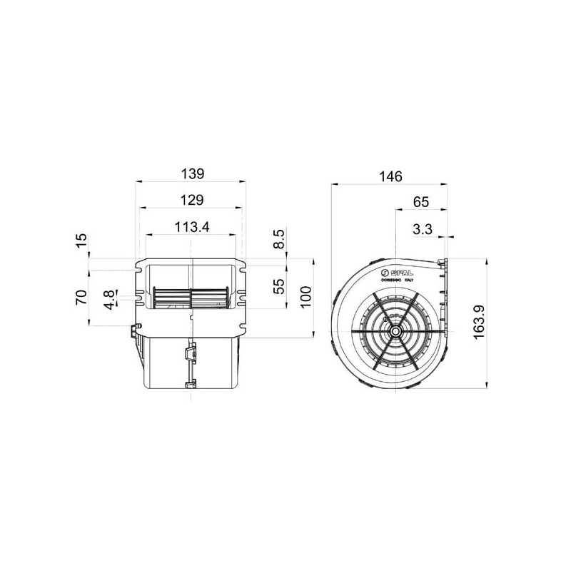 Single blower 12V, 009-A70-74D - 30000555B Single blower 12V, 009-A70-74D - 30000555B