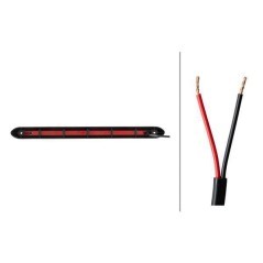 Brake light LED, rectangular, 24V, red, bolt on, Hella ValueFit - 2DA357015101