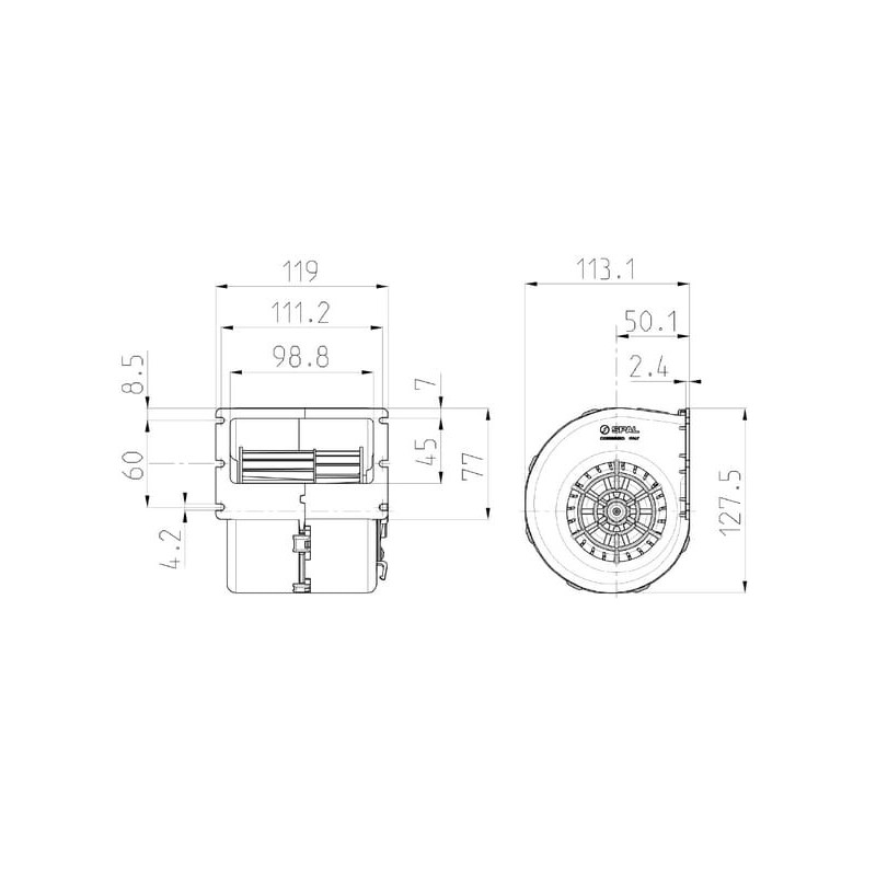Single blower 12V, 008-A100-93D - 30003166 Single blower 12V, 008-A100-93D - 30003166