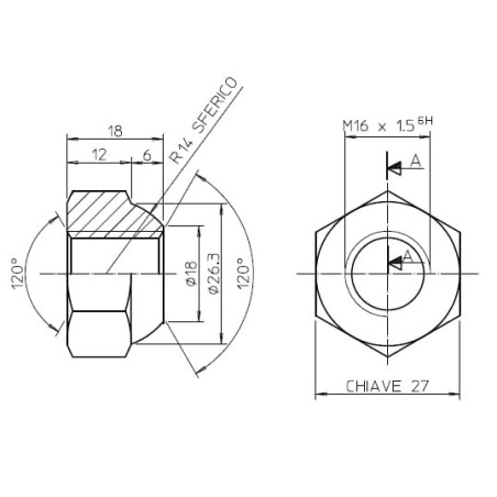 Wheel nut, tapered M16X1.5 - 312F003