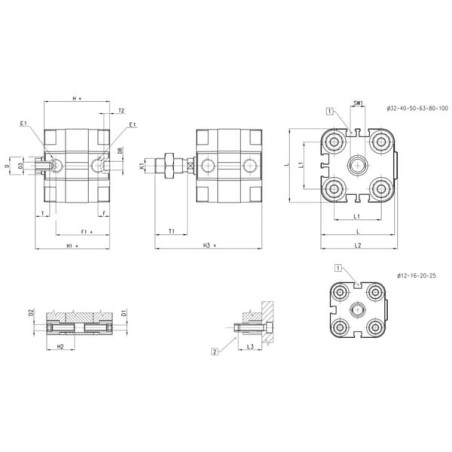 Compact cylinder, 12-30, series 31 - 31F2A012A030