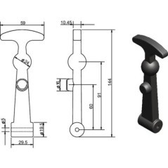 Uchwyt pokrywy ruchomy, 145 mm - 318000GKR