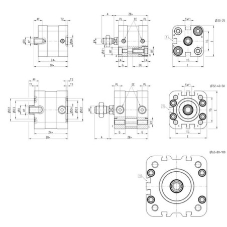 Siłownik kompaktowy, seria 32 - 32F2A025A015