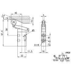 Valve, 3/2 roller lever actuated - 338965