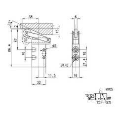 Valve, 3/2 roller lever actuated - 338955