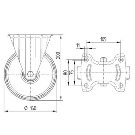 Bockrollen mit elastischem Gummireifen - 3478UFP160P63