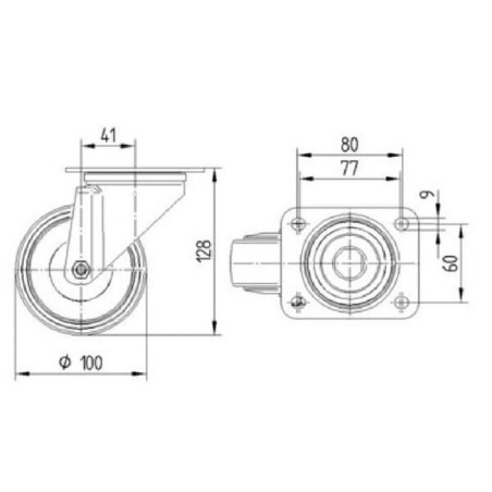 Lenkrolle mit Polyamidrad - 3470UOJ100P62