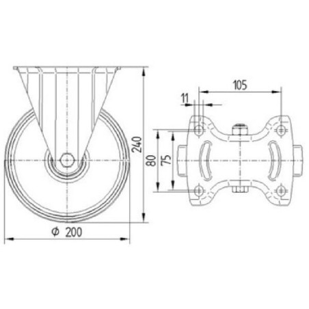 Bockrolle 200mm Polyamidfelge - 3478UOR200P63