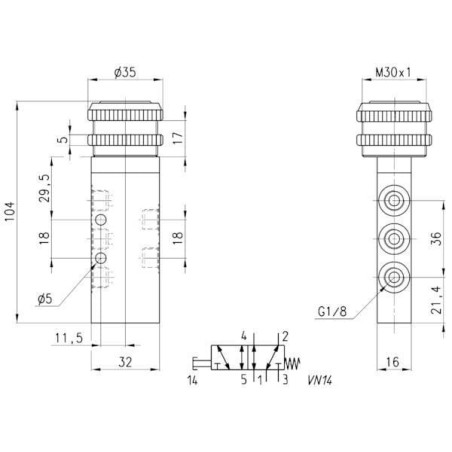 Valve, 5/2 pushbutton - 358897