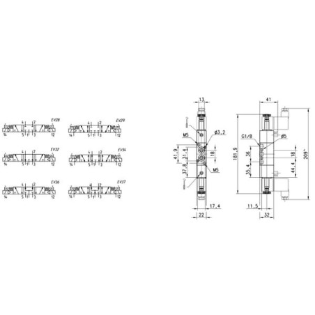 Zawór elektrom. 5/3-dr. - 37801102