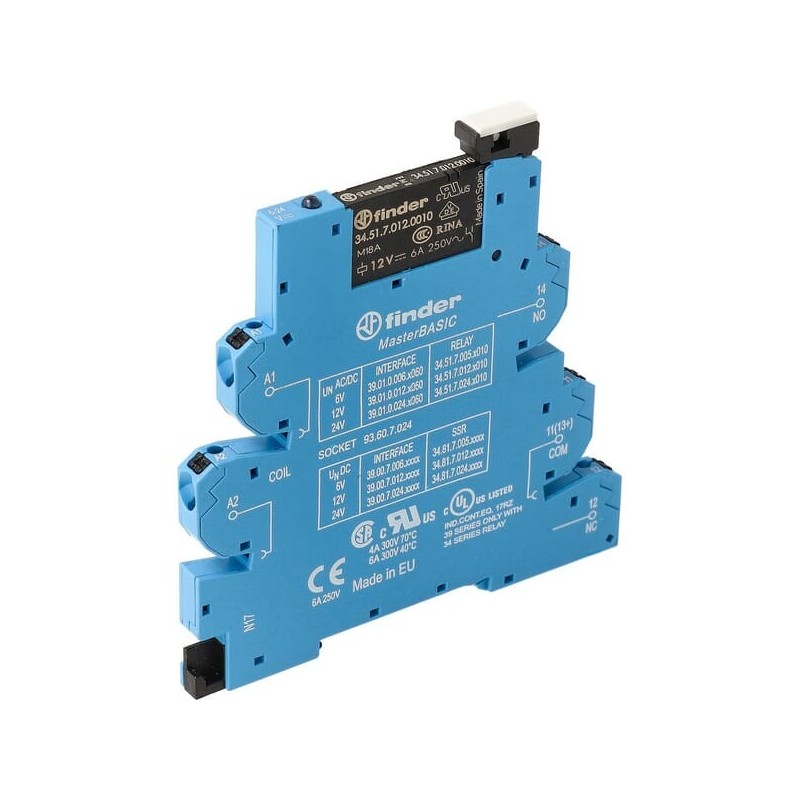 Relay interface Mod. EMRMasterBASIC push-in.6,2mm.1CO 6A/12V UC/AgNi - 390100120060