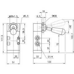 Valve, 3/2 handlever - 434900