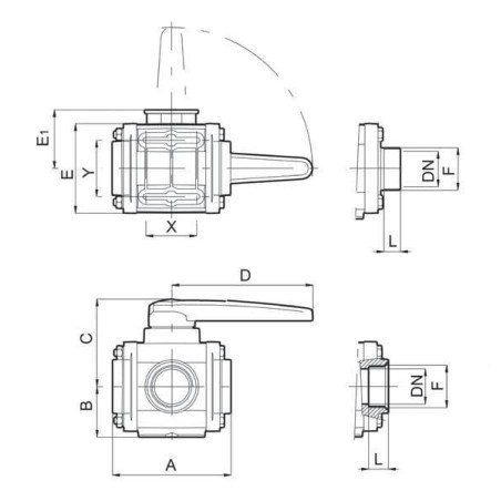 Ball valve T9 3 Way - 453017000