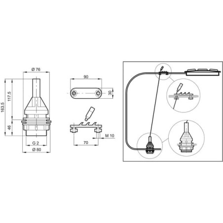 Drain valve 2 inch and cord pull - 452107