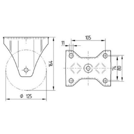 Bockrolle schwer mit Polyurethan-Lauffläche - 4688ITP125P63